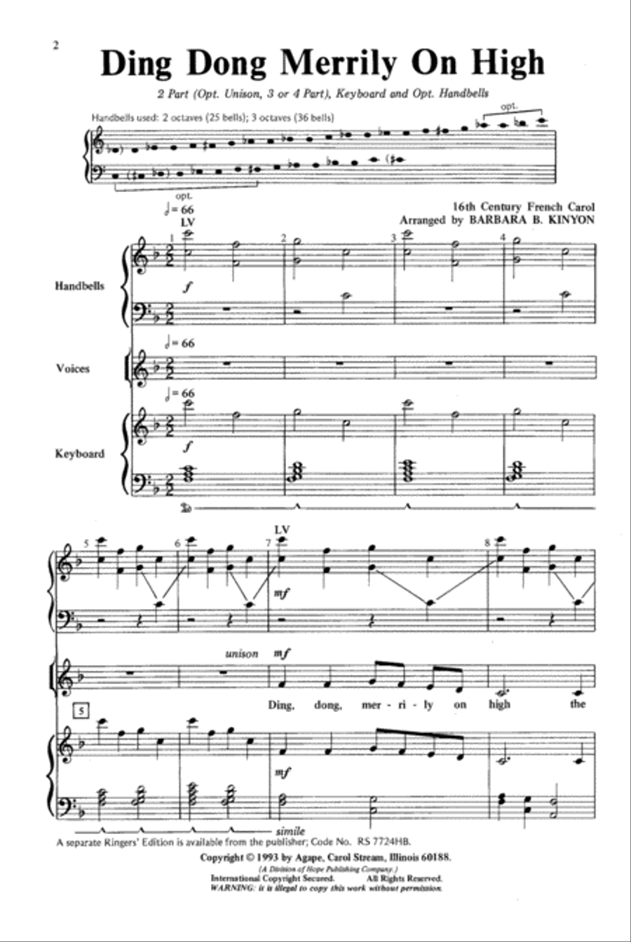 Ding, Dong, Merrily on High 2-Part scores gallery preview page 2