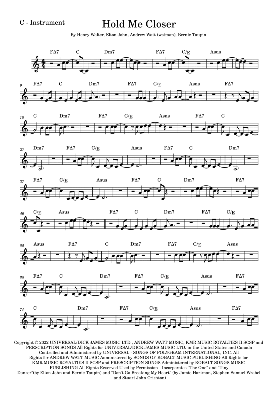 Hold Me Closer Easy Piano scores gallery preview page 1
