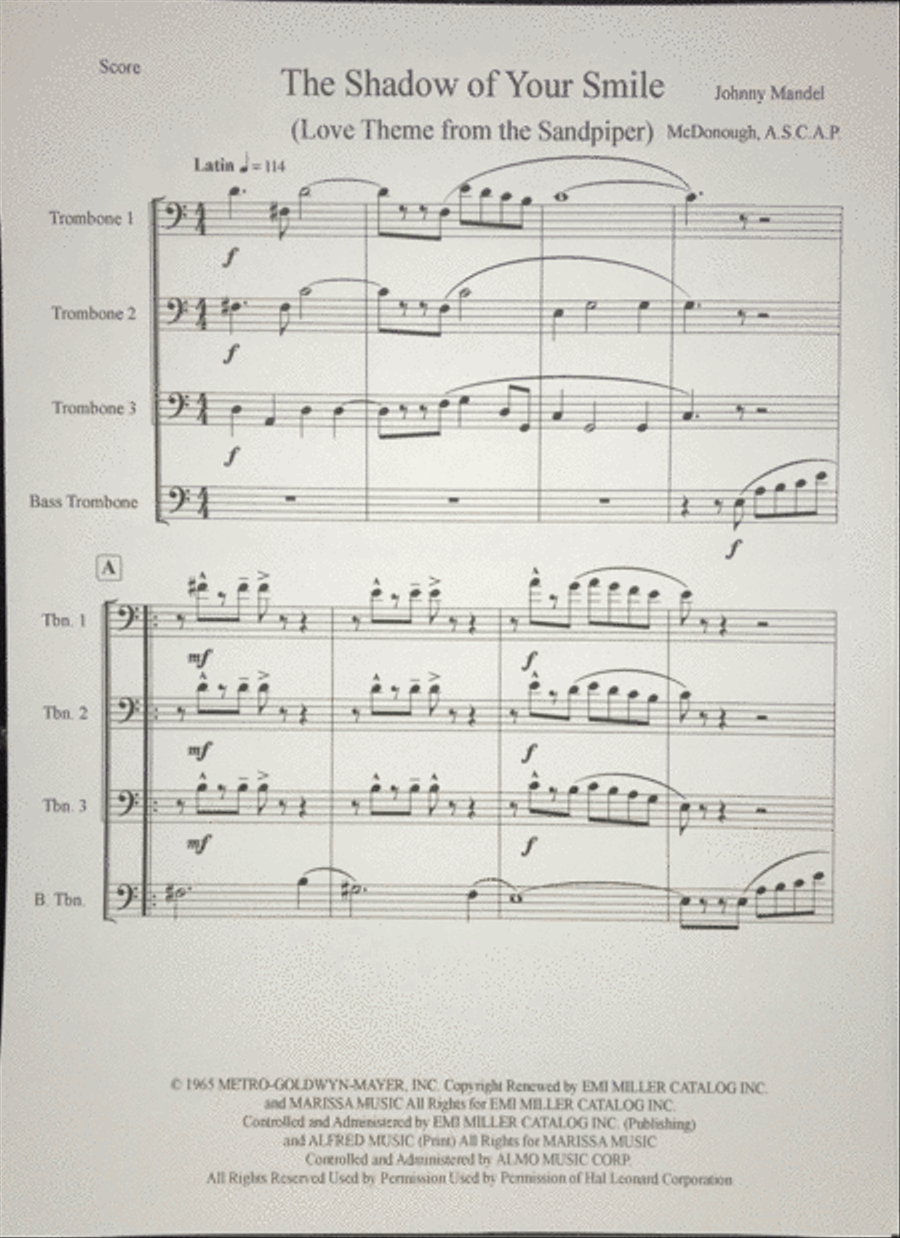 The Shadow Of Your Smile Brass Ensemble scores gallery preview page 2