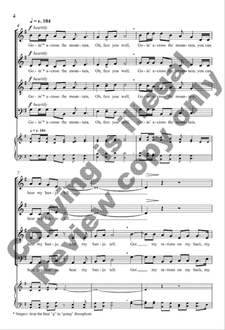 Going Across the Mountain 4-Part scores gallery preview page 13