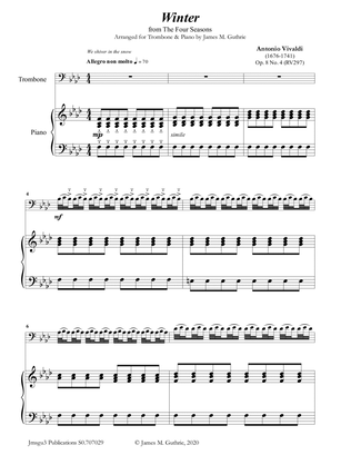 Vivaldi: Winter from the Four Seasons for Trombone & Piano