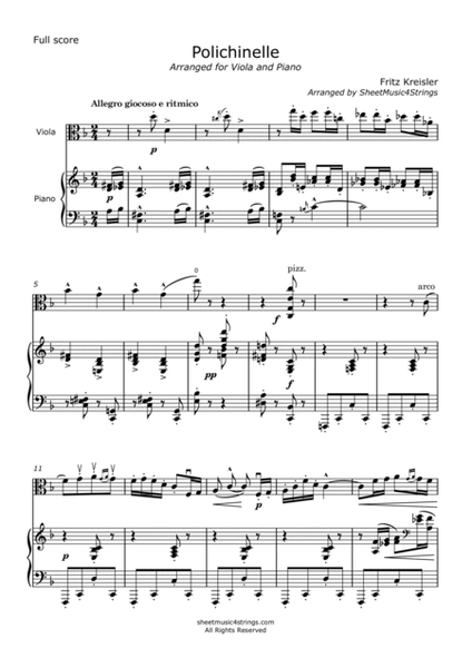kreisler, F. - Polichinelle. for Viola and Piano image number null