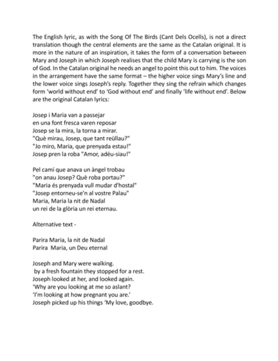 3 Catalan Carols for Voice & Guitar-Joseph and Mary Small Ensemble scores gallery preview page 2