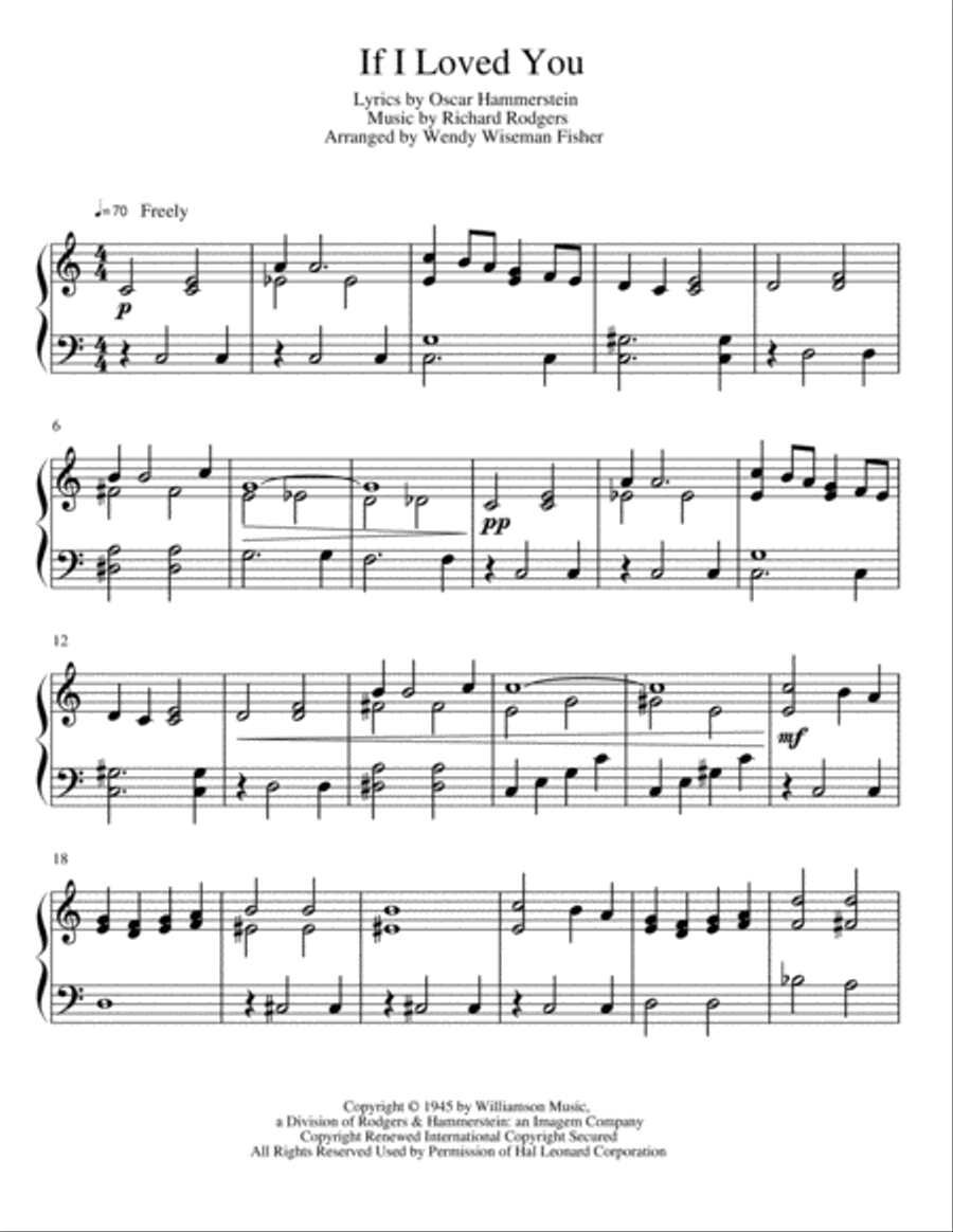 If I Loved You Easy Piano scores gallery preview page 1