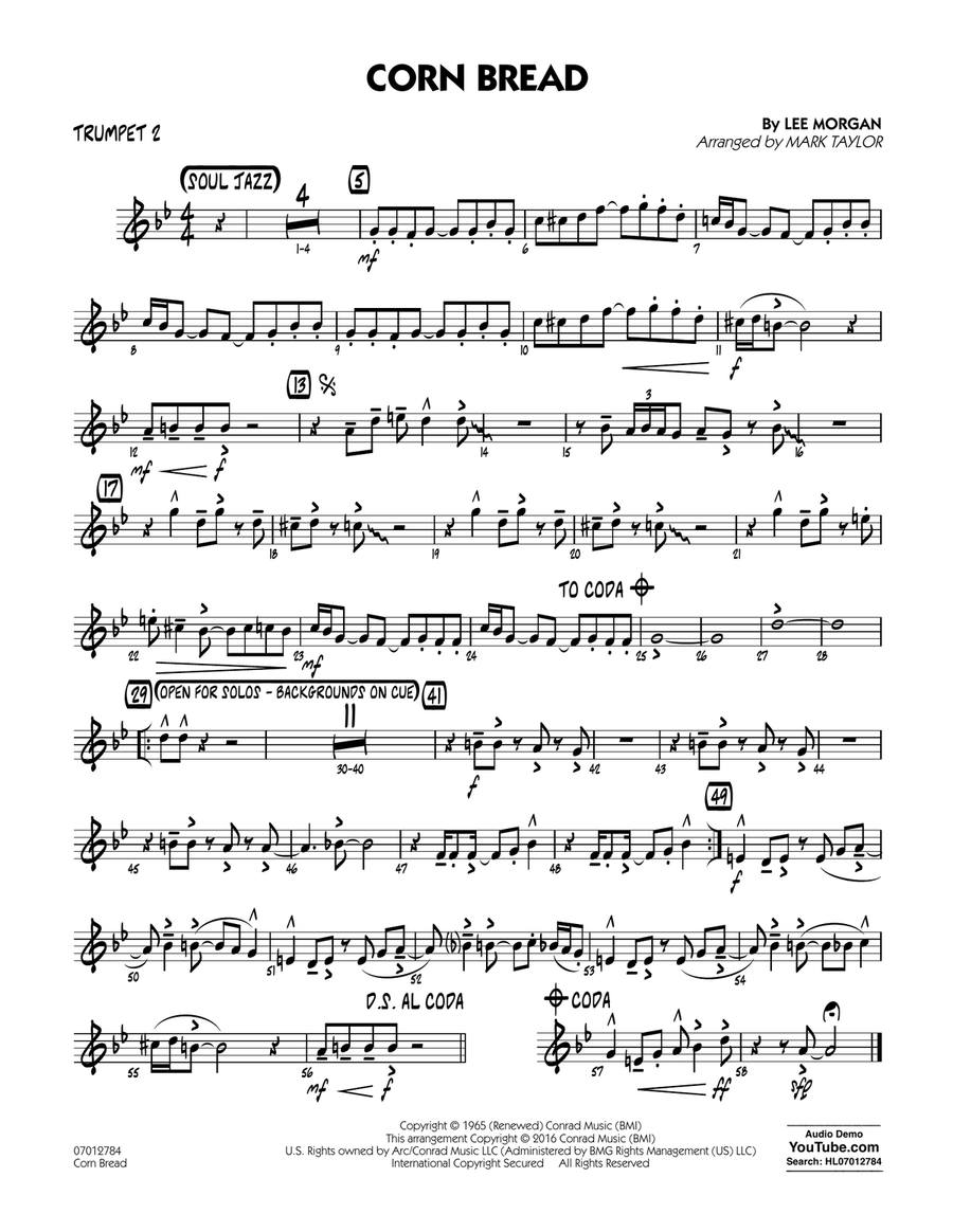 Corn Bread - Trumpet 2 Jazz Ensemble scores gallery preview page 1