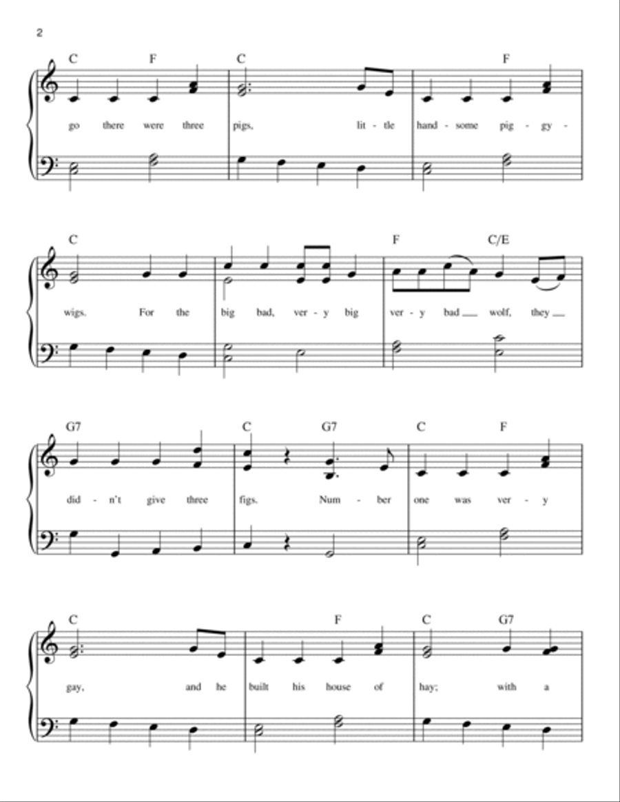 Who's Afraid Of The Big Bad Wolf? (from Three Little Pigs) Easy Piano scores gallery preview page 2