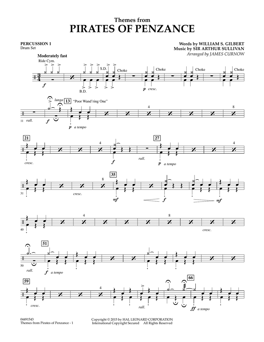 Themes from Pirates of Penzance - Percussion 1 Orchestra scores gallery preview page 1