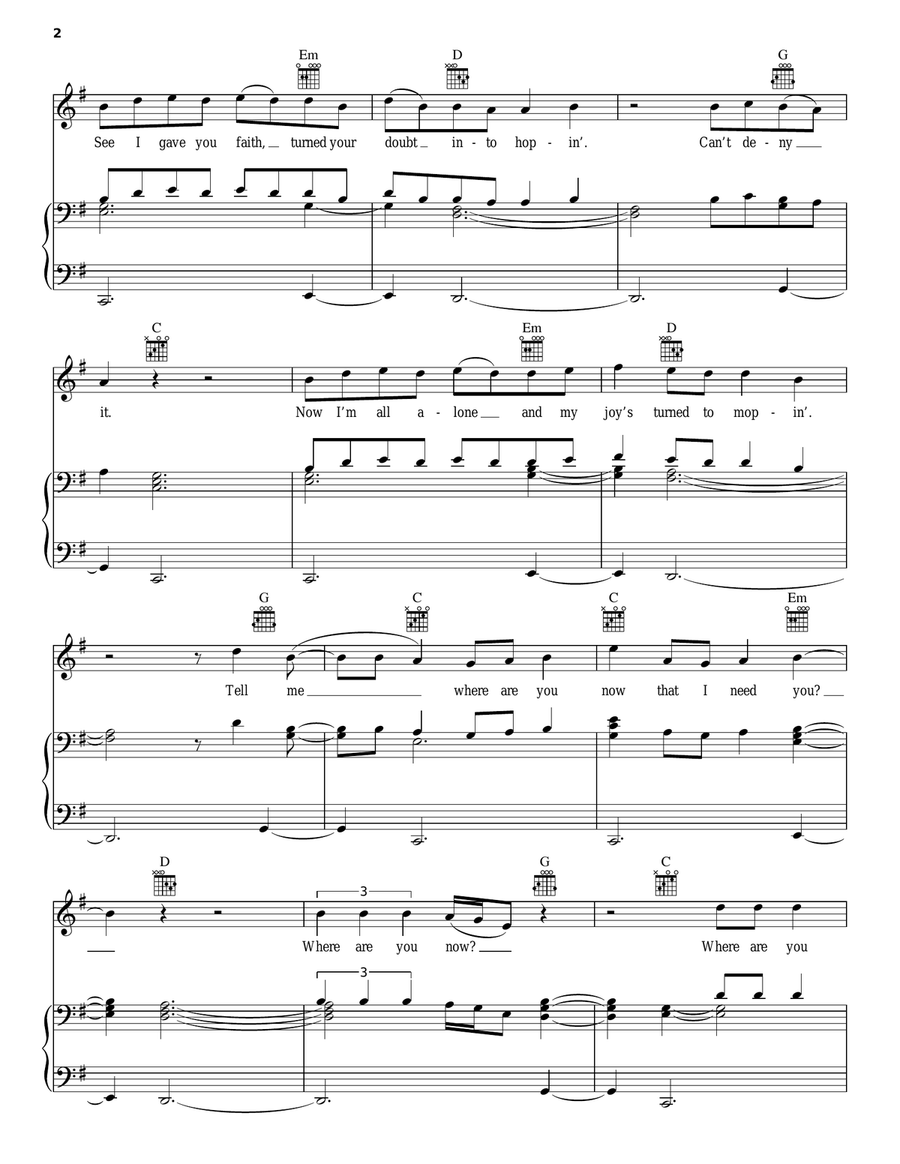Where Are U Now Piano, Vocal, Guitar scores gallery preview page 2