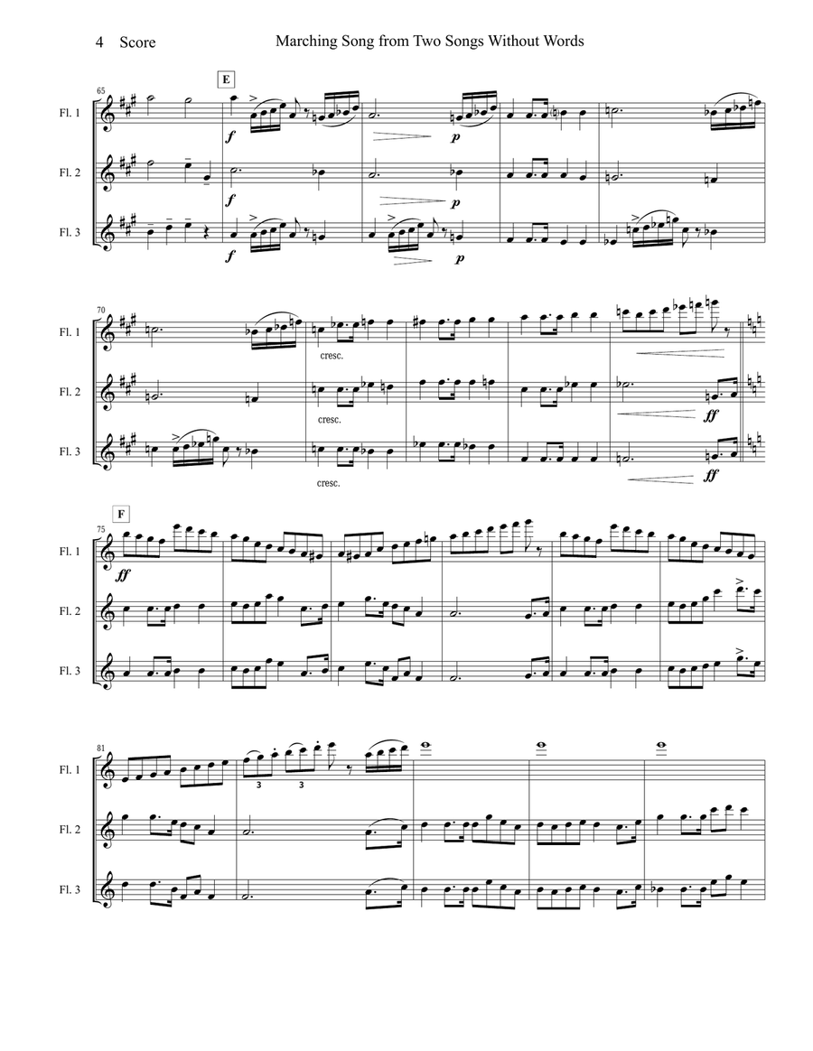 Marching Song by Gustav Holst for Flute Trio Flute Trio scores gallery preview page 5