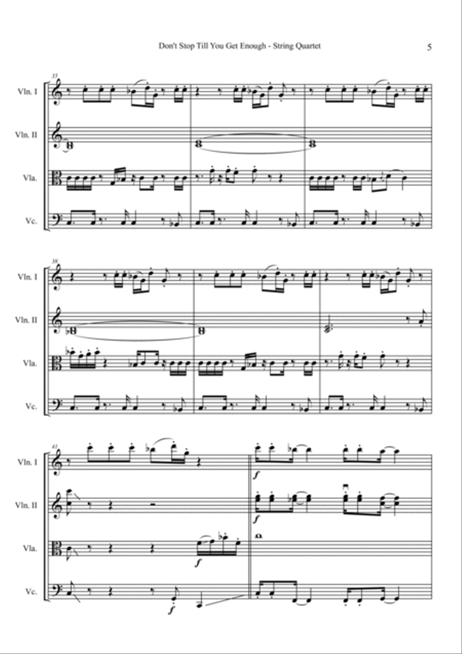 Don't Stop Til You Get Enough String Quartet scores gallery preview page 5