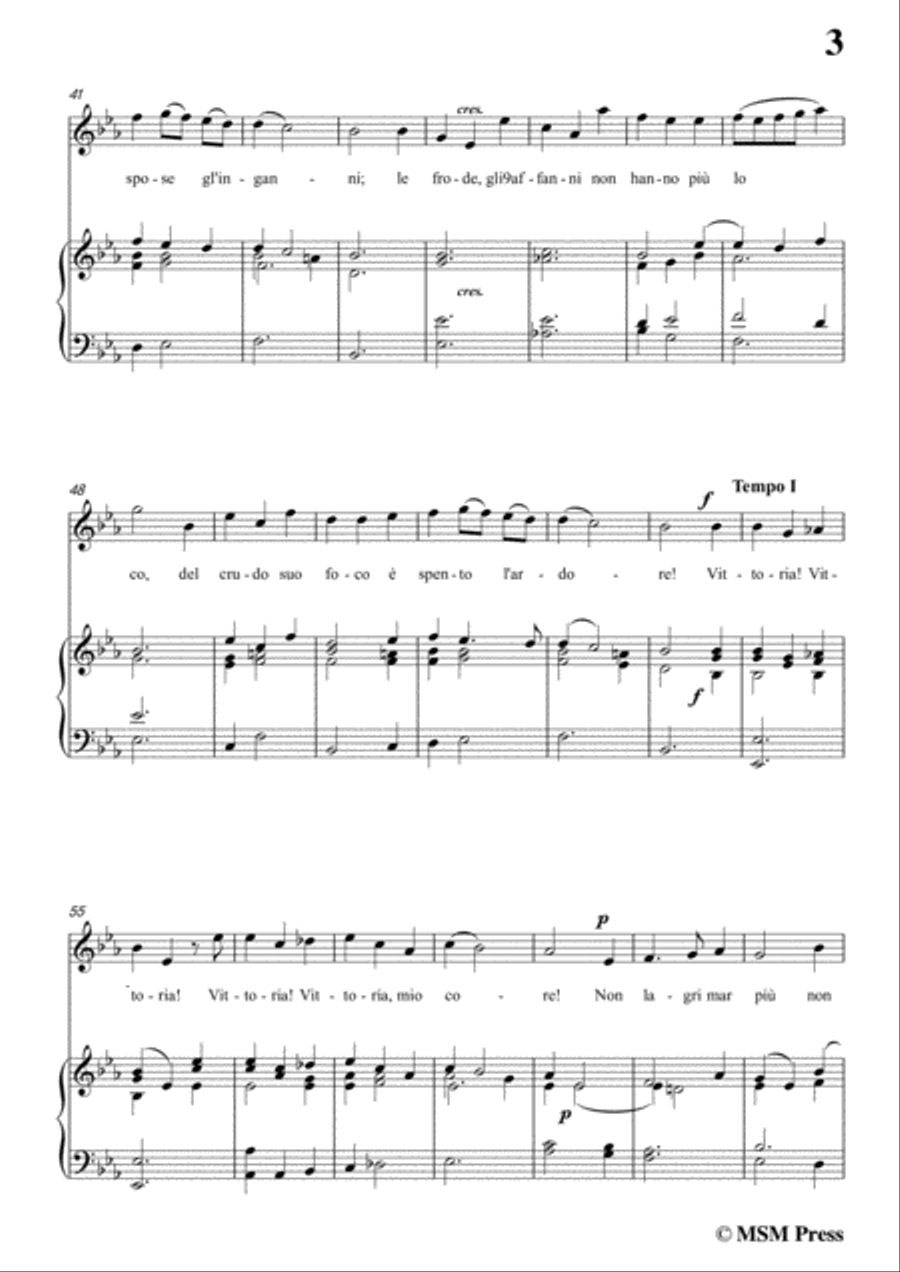 Carissimi-Vittoria, mio core in E flat Major, for Voice and Piano Voice Solo scores gallery preview page 5