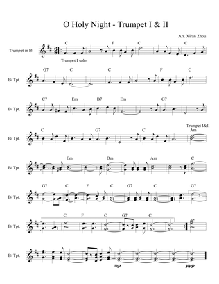 O Holy Night - Trumpet Duet and Piano Chords