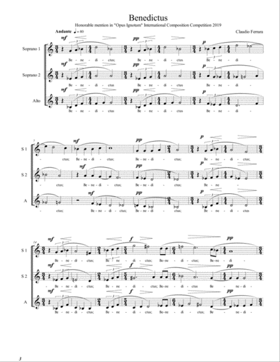 Benedictus SSA scores gallery preview page 2
