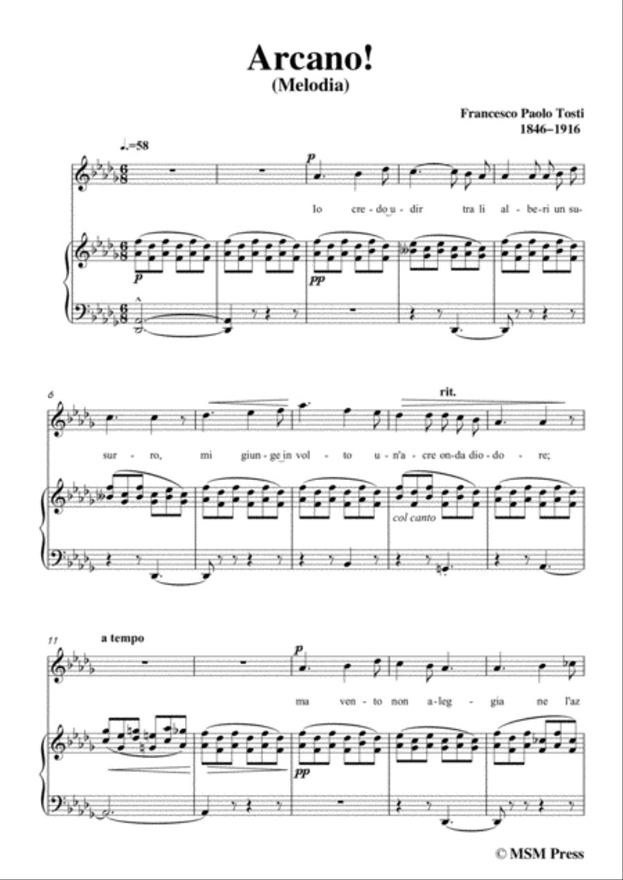 Tosti-Arcano! In D Major,for voice and piano Voice Solo scores gallery preview page 3