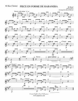 Piece en Forme de Habanera (Soloist and Concert Band): B-flat Bass Clarinet