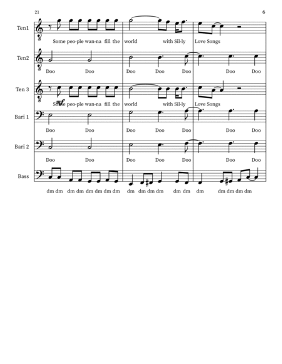 Silly Love Songs Choir scores gallery preview page 6