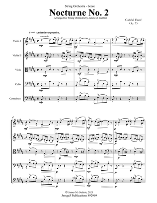 Fauré: Nocturne Op. 33 No. 2 for String Orchestra - Score Only