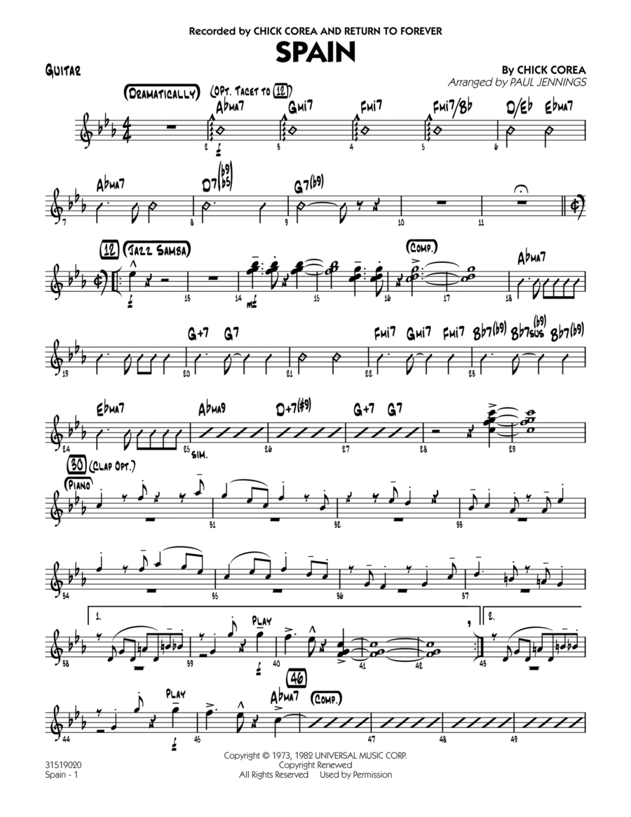 Spain - Guitar Jazz Ensemble scores gallery preview page 1