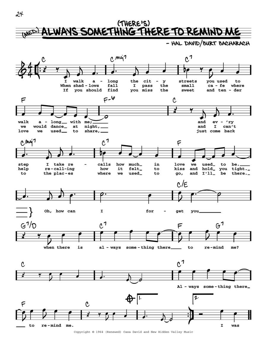 (There's) Always Something There To Remind Me (High Voice) High Voice scores gallery preview page 1