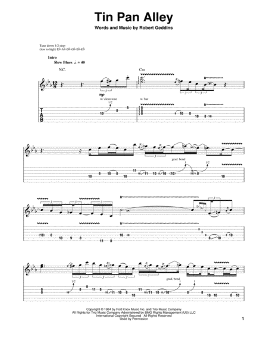 Tin Pan Alley Tin Pan Alley Electric Guitar scores gallery preview page 1