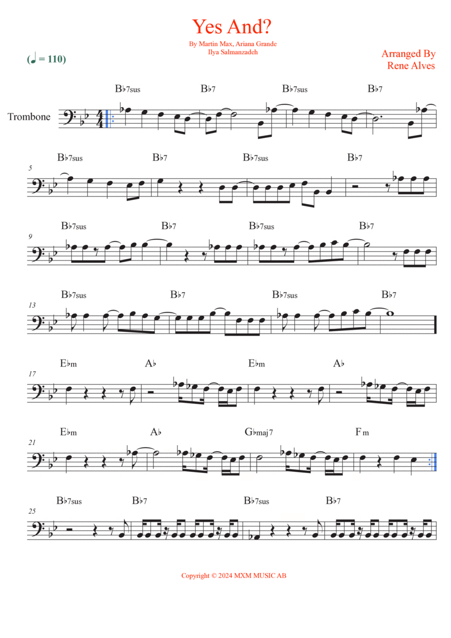 Yes And? Trombone Solo scores gallery preview page 1