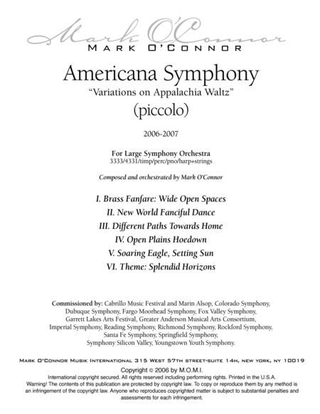 Americana Symphony "Variations on Appalachia Waltz" (wind parts – symphony orchestra) image number null