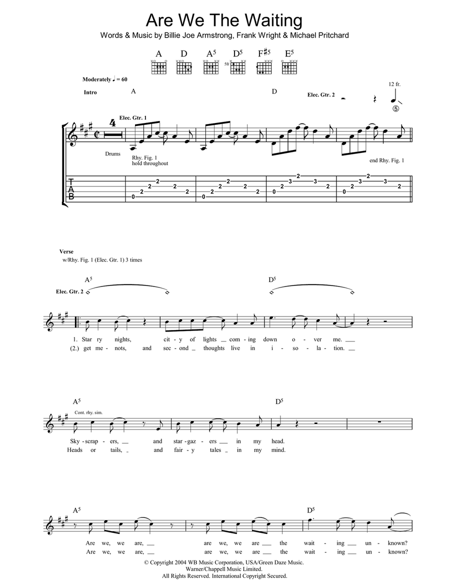 Are We The Waiting Acoustic Guitar scores gallery preview page 1
