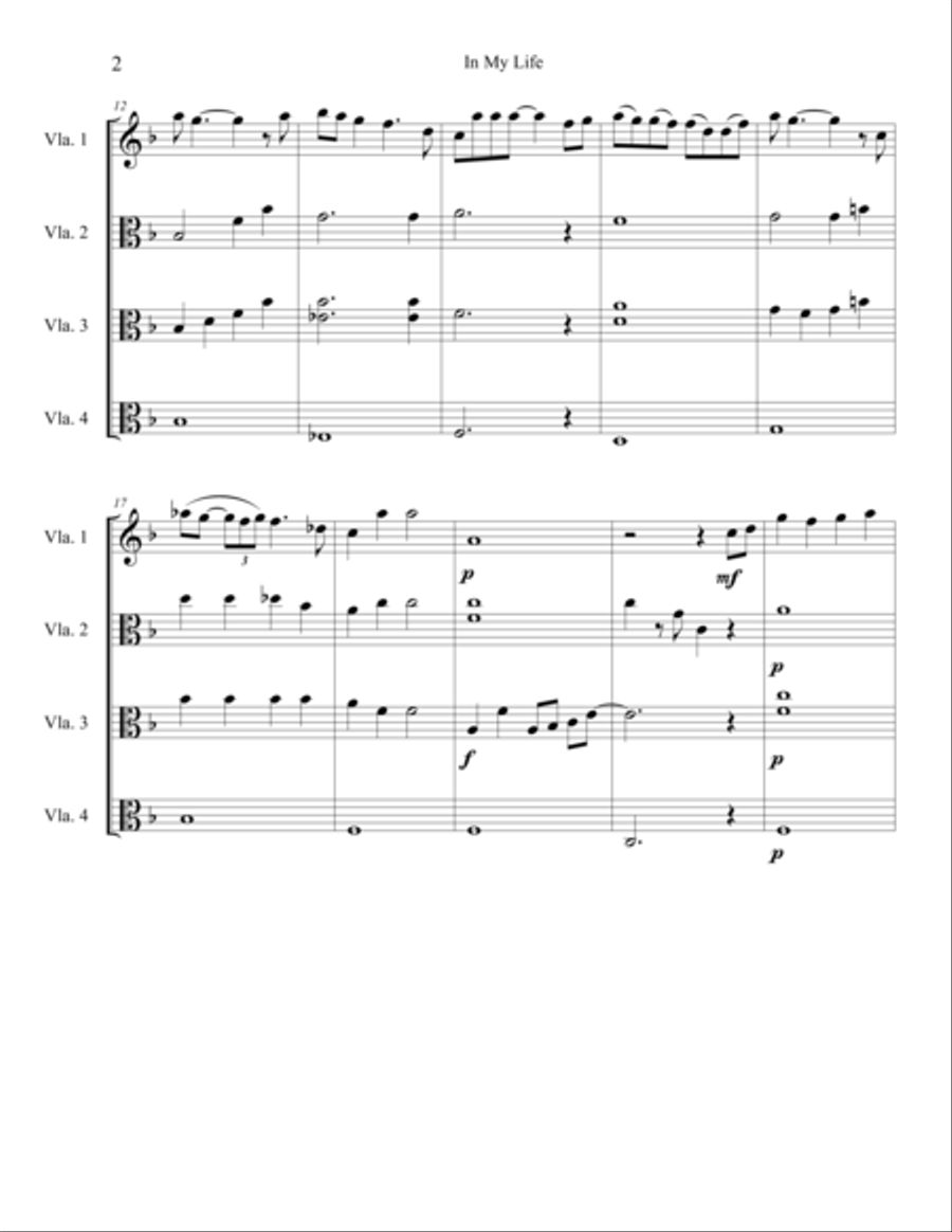In My Life Viola scores gallery preview page 3