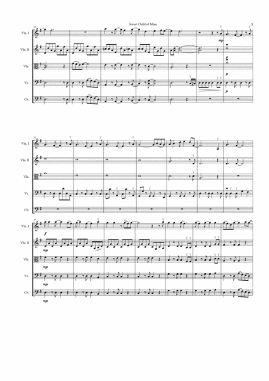 Sweet Child O' Mine Sweet Child O' Mine String Orchestra scores gallery preview page 3