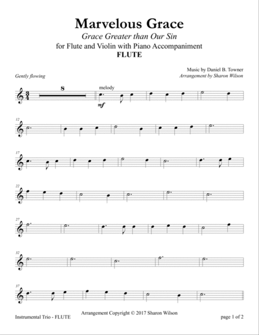 Marvelous Grace (Flute and/or Violin Duet with Piano Accompaniment) Flute scores gallery preview page 3