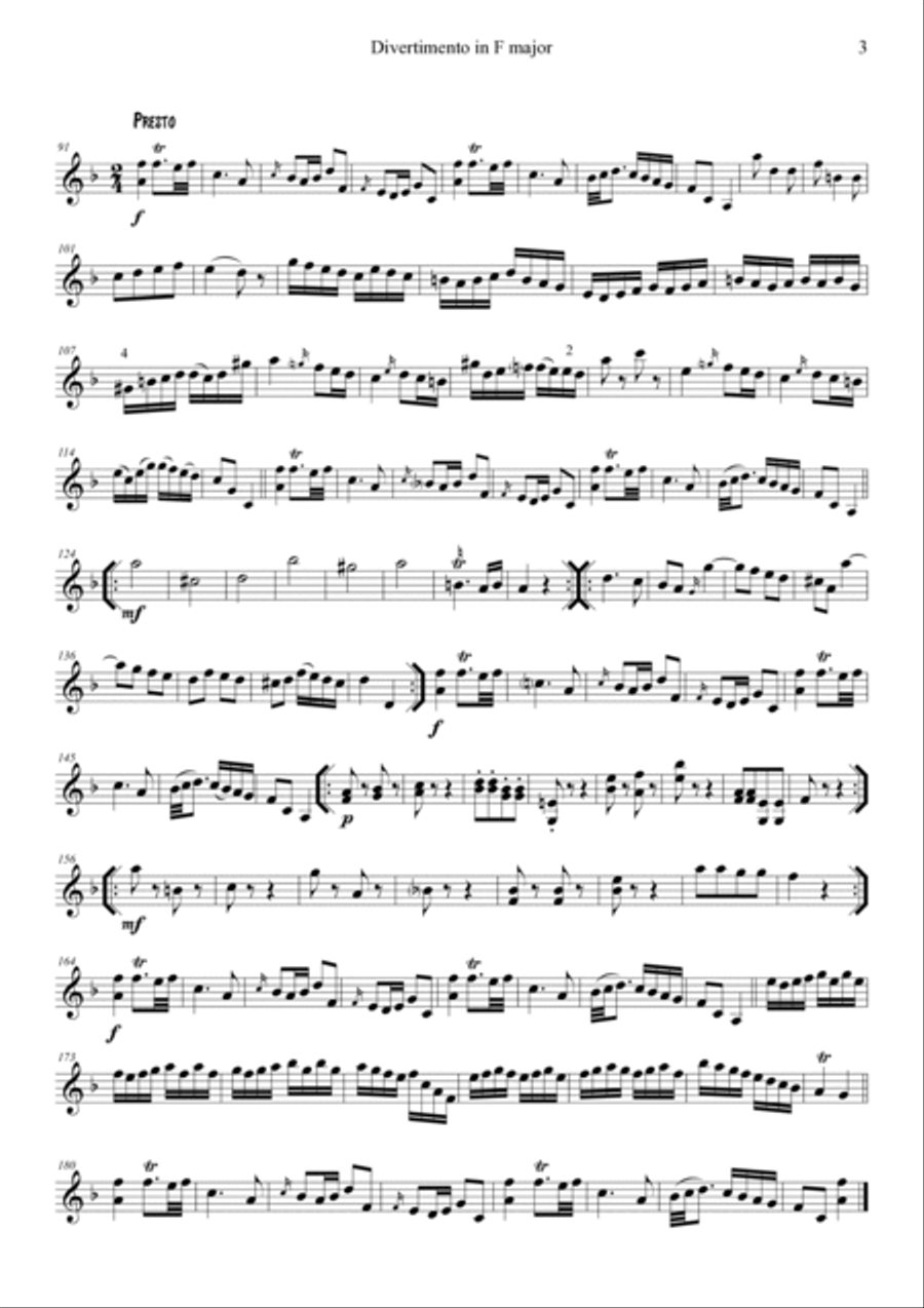 Mozart Divertimento in F major K. 138 String Duet scores gallery preview page 3