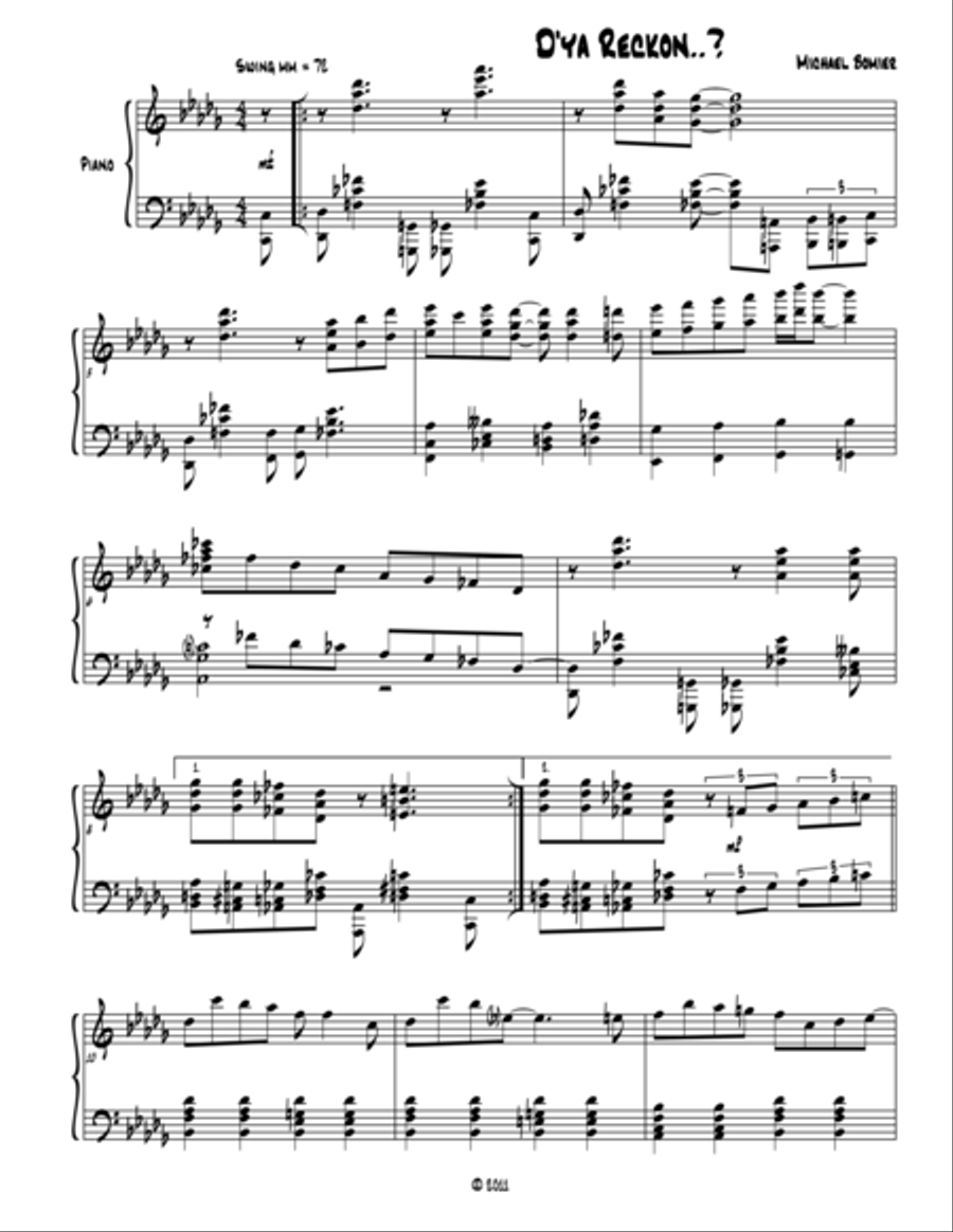 D'ya Reckon? A jazz piano solo from Modern Solos Piano Solo scores gallery preview page 1
