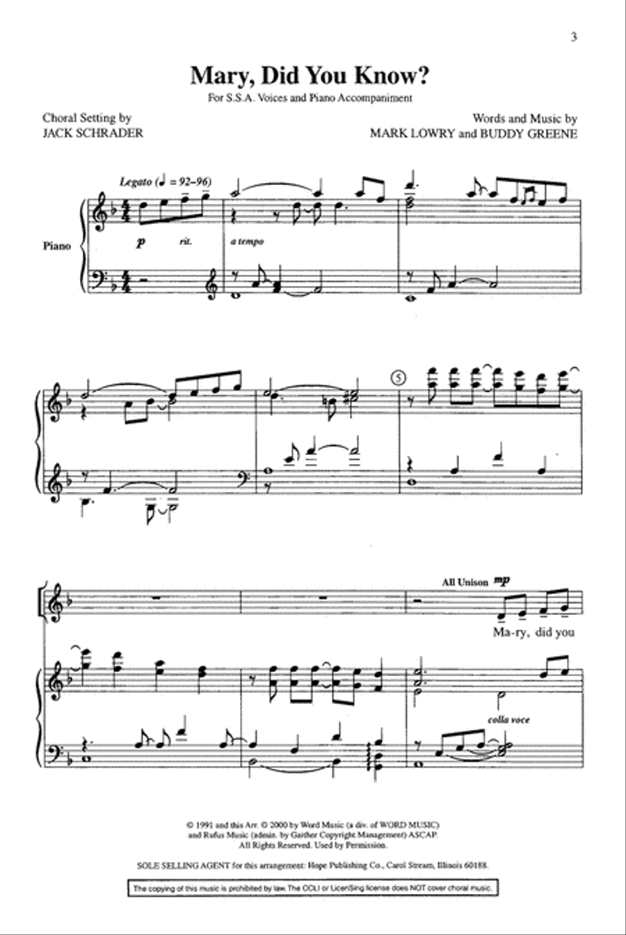 Mary, Did You Know? SSA scores gallery preview page 4
