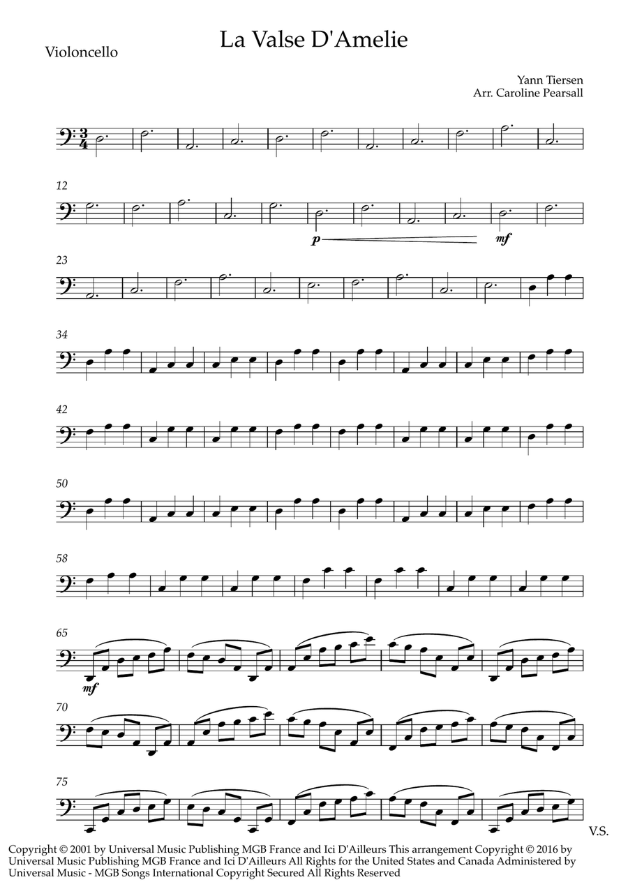 La Valse D'amelie String Duet scores gallery preview page 1