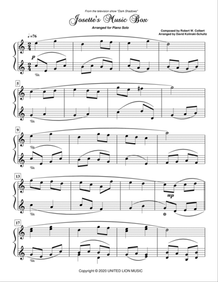 Josette's Music Box Piano Solo scores gallery preview page 2