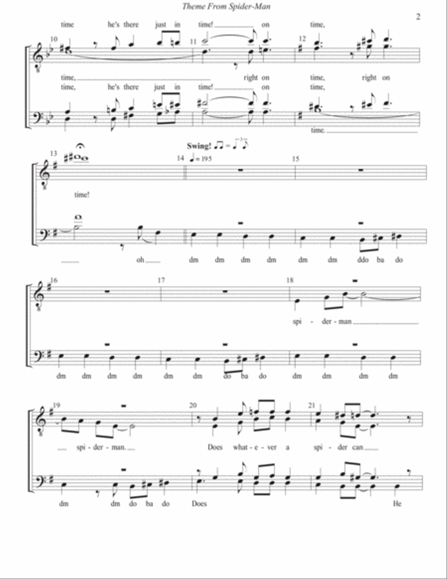 Theme From Spider Man TTBB scores gallery preview page 3