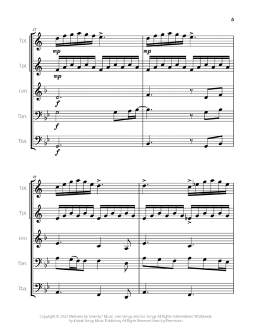 Golden Hour Brass Quintet scores gallery preview page 5