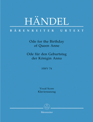 Book cover for Ode for the Birthday of Queen Anne HWV 74 'Friedensode'