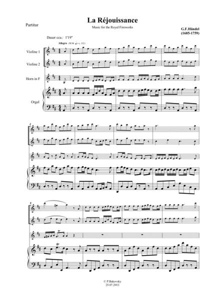 Händel: "La Réjouissance" from Music for the Royal Fireworks image number null