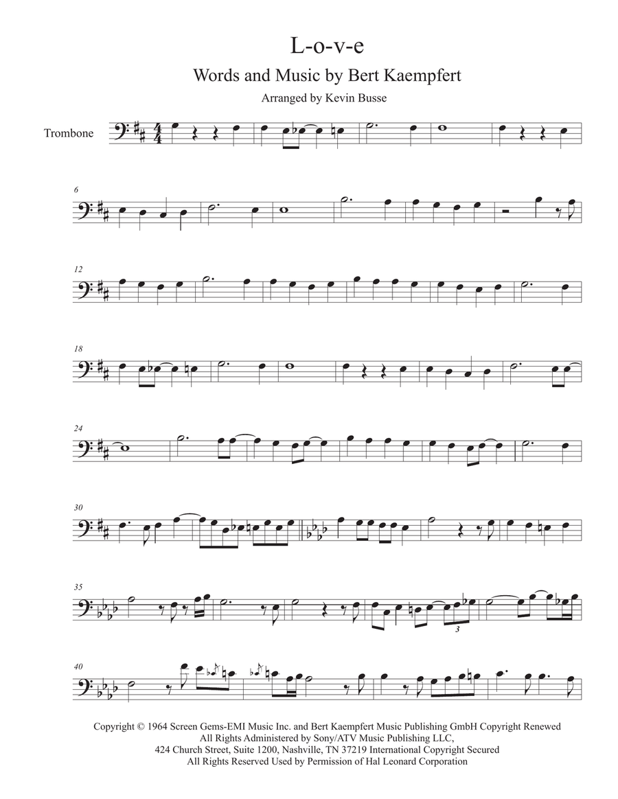 L-O-V-E Trombone Solo scores gallery preview page 1