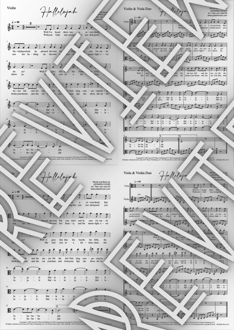Hallelujah Hallelujah String Duet scores gallery preview page 1