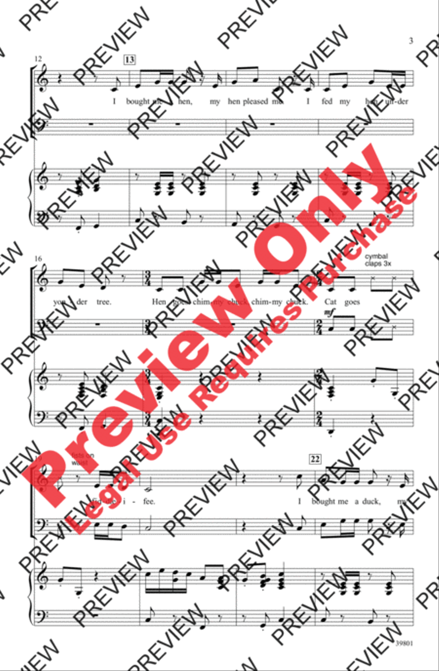 I Bought Me a Cat 3-Part scores gallery preview page 3