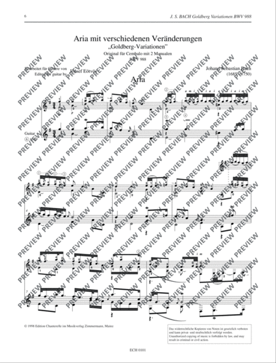 Goldberg Variations Classical Guitar scores gallery preview page 7