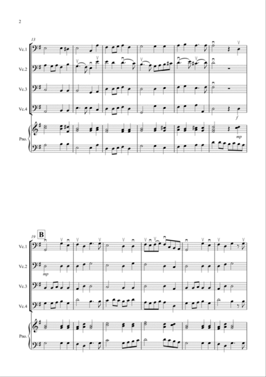 2 Classical Favourites for Cello Quartet (volume three) Cello scores gallery preview page 2