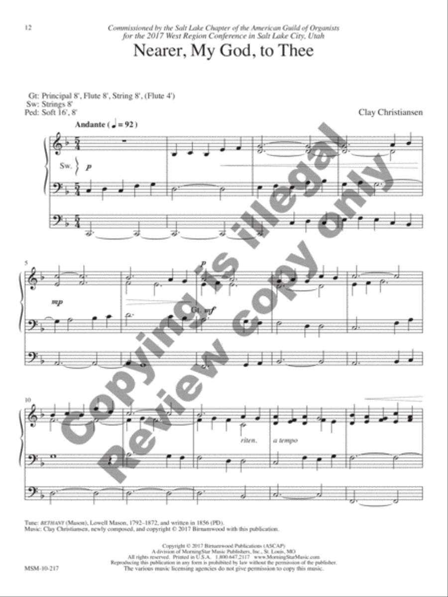 Reflections: Nine Hymn Arrangements Celebrating 150 Years of Organ Music in Salt Lake City Organ scores gallery preview page 17
