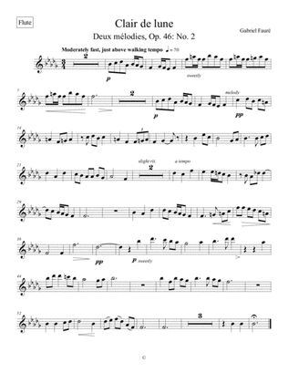 Clair de lune - Gabriel Fauré (flute part for woodwind quintet)