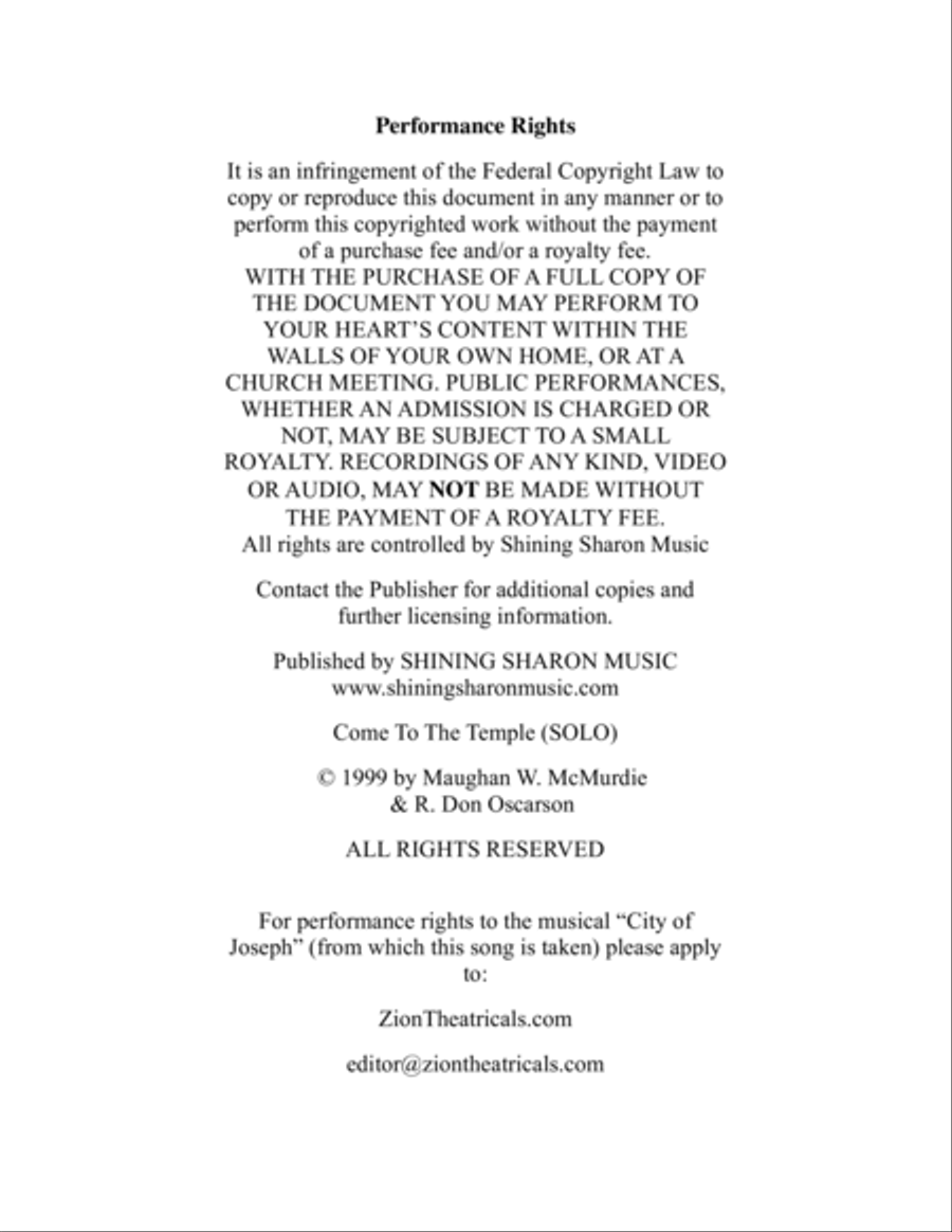 Come To The Temple (from