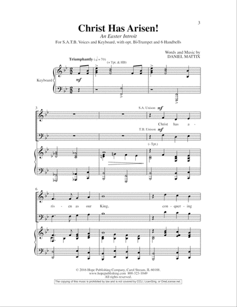 Christ Has Arisen! (An Easter Introit) 4-Part scores gallery preview page 3