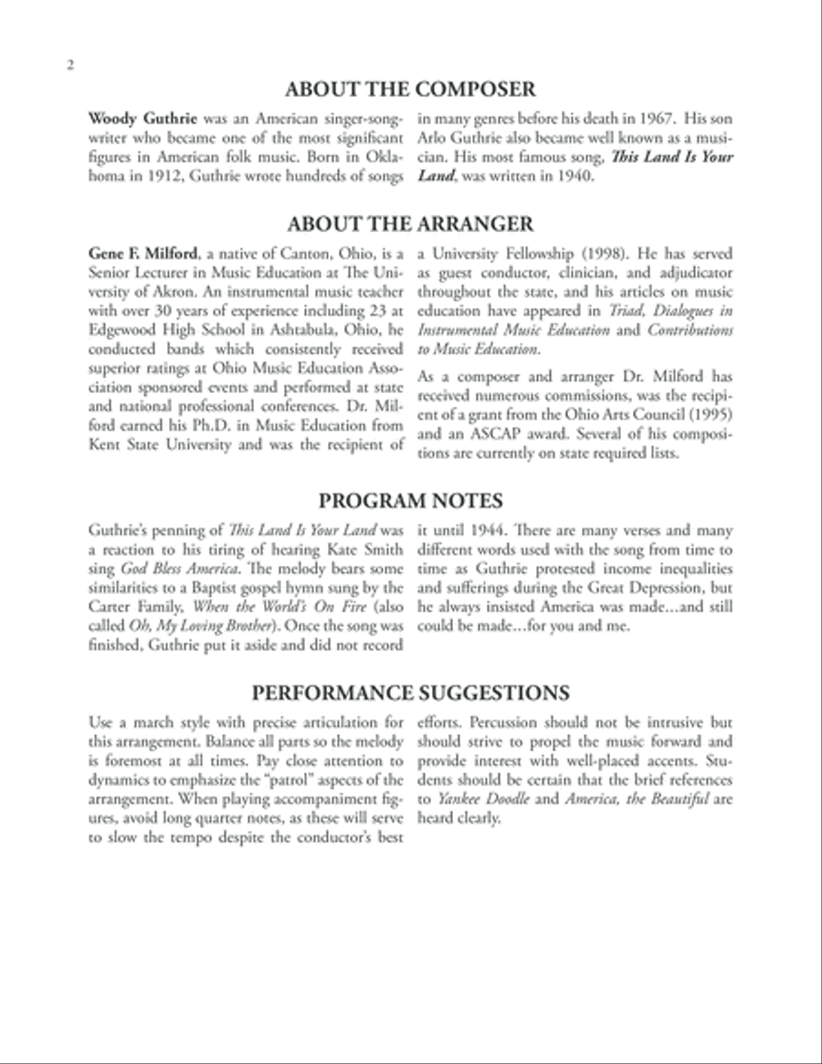 This Land is Your Land Concert Band scores gallery preview page 2
