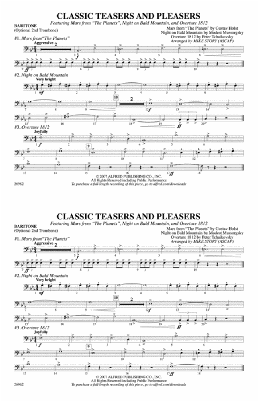 Classic Teasers and Pleasers: Baritone B.C. Marching Band scores gallery preview page 1